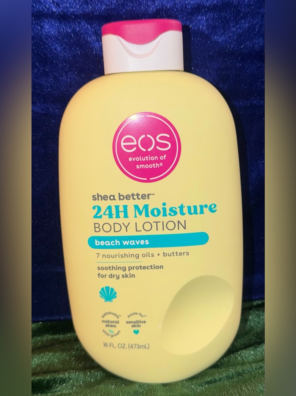 eos 24H Moisture Body Lotion in Yellow with Pink Cap